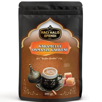 Hacı Halis Efendi Karamelli Osmanlı Kahvesi 200 Gr Yumuşak İçimli Doypack Paket
