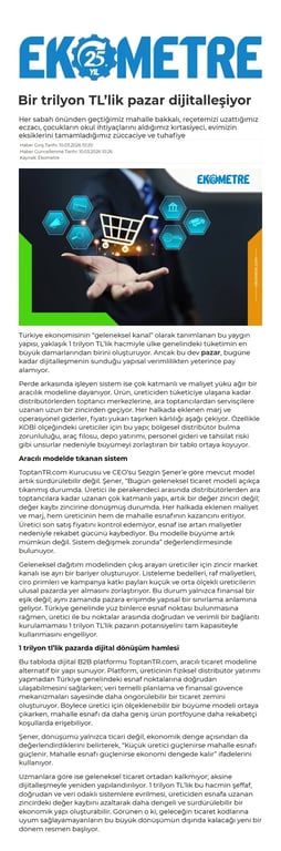 1 Trilyon TL’lik Dev Pazar ToptanTR ile Dijitalleşiyor!
