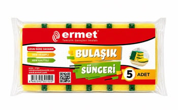 Ermet Oluklu Bulaşık Süngeri 5'li