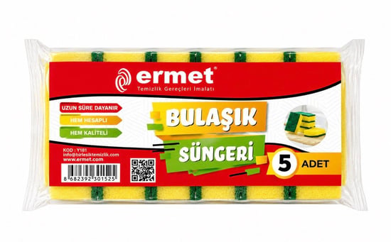 Ermet Oluklu Bulaşık Süngeri 5'li