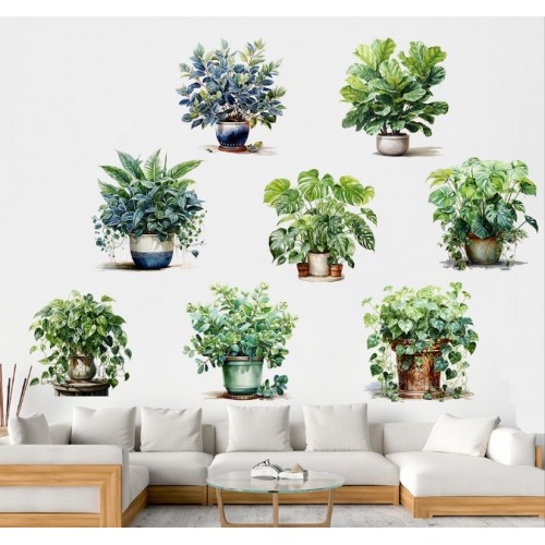 DİYARI FIRSAT Saksılı Çiçek Tasarımlı 8li Sticker MC-480A