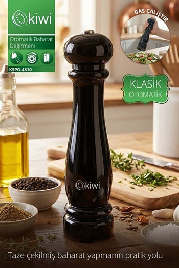 Kspg 4810 Otomatik Ayarlanabilir Tuz Karabiber Baharat Değirmeni Baharat Öğütücü Siyah