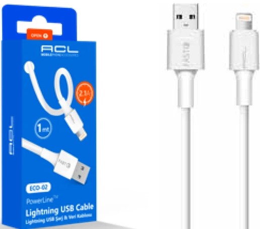 Acl Eco-2 Lightning Usb şarj Kablosu 2.1A 1 mt