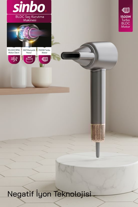 Sinbo SHD-1737 BLDC Saç Kurutma Makinesi-Koyu Gri