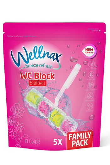 Wellnax Wc Blok Çiçek Kokulu Tuvalet Temizleyici 5'li Aile Paketi