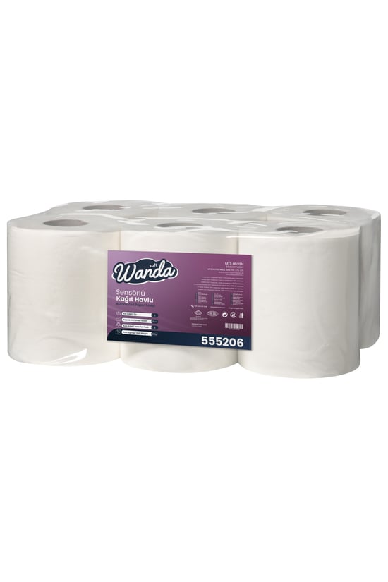 Wanda Soft Sensörlü/hareketli Kağıt Havlu 5 Kg 6'lı Paket - 2 Katlı, 21cm Yaprak Eni - 80m Rulo