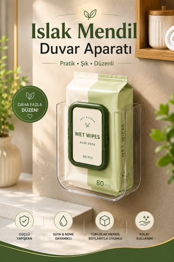 Fabess Islak Mendil Düzenleyici Duvar Aparatı Mutfak Banyo Islak Mendil Kutusu
