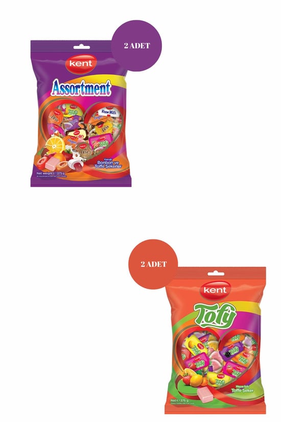 Kent Assortment Karışık (375 G)*2 + Kent Tofy Meyveli Bayram Şeke