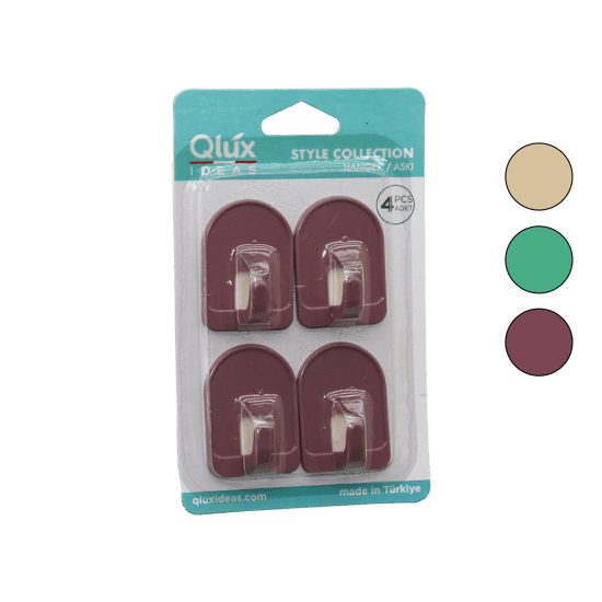 Qlux L-00953 ( 4pcs ) Dome Askı No-1 ( Rekli Plastik ) ( Yapışkanlı Montaj )