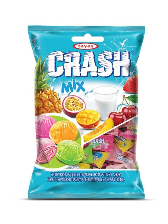 Tayaş Crash Mix Ekşili Krema Sert Dolgulu Karışık Şeker 90 Gr Poşet