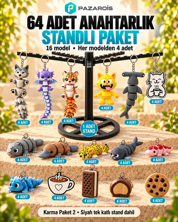 64 Adet Karışık Figürlü Toptan Anahtarlık Paketi 2