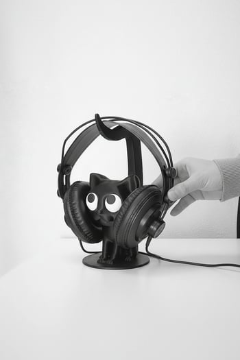 Kedi Figürlü Tasarım Kulaklık Standı