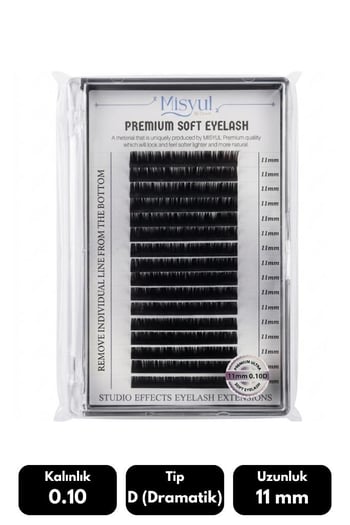 Misyul 0.10d Dramatik Kıvrım 11 Mm Soft Eyelash Doğal İpek Kirpik 16'lı