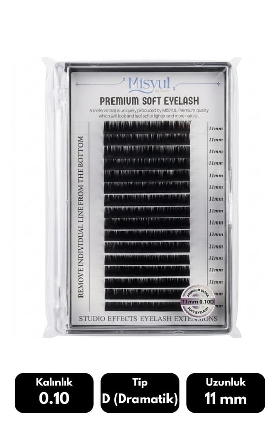 Misyul 0.10d Dramatik Kıvrım 11 Mm Soft Eyelash Doğal İpek Kirpik 16'lı