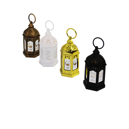 Fashion Desing Led Lanterm Sdr-lm-005 ( Orta ) ( Altıgen Kubbe ) ( Pilli ) Ramazan Led Işık ( Mix Renkli & Plastik )