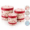 İ12-083 ( 3pcs ) ( Yuvarlak ) ( Çiçek Desenli & Mix Renkli ) Karton Hediye Kutusu ( 18-16-12cm )
