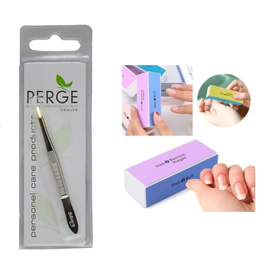 Perge Dar Ağız Cımbız + Flore Tırnak Üstü Parlatıcı Tampon Hediy