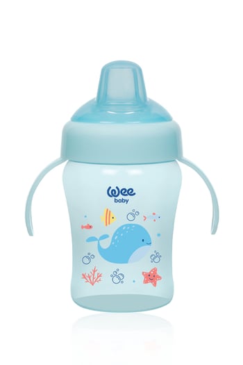 Wee Baby Colorful Akıtmaz Kulplu Bardak 240 Ml Mavi