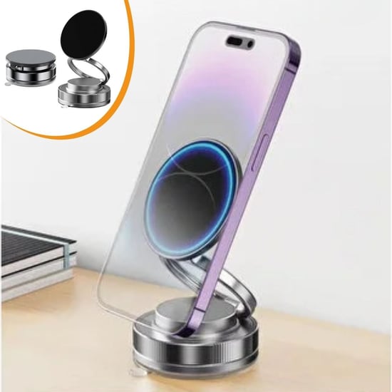 BUFFER® Vakumlu Manyetik Telefon Tutucu – Güçlü Vakum 360° Döner Araç İçi Telefon Standı, Ultra Sabi