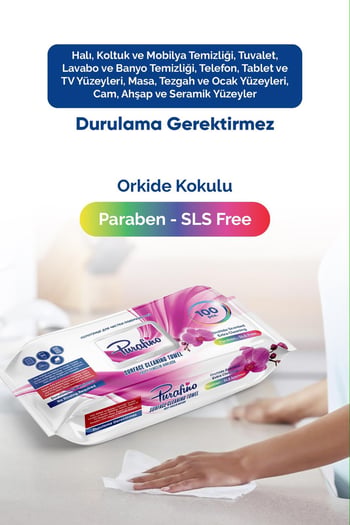 Purafino Yüzey Temizleme Havlusu 1x100 Adet- Tek Paket-orkide Kokulu
