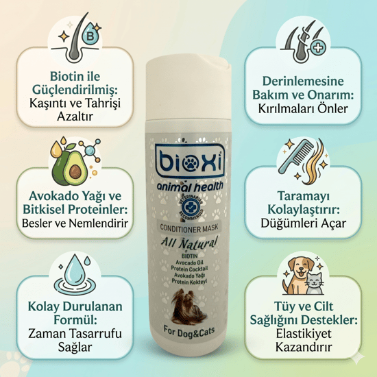 Bioxi® Animal Health Conditioner Mask – Tüy ve Deri Bakım Maskesi| Avocado & Protein Cocktail,5lt