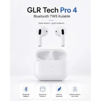 Diyarı Fırsat Pro 4 Kablosuz Tws Kulaklık Bluetooth Bağlantılı Şarj Kutulu Kulak İçi Model