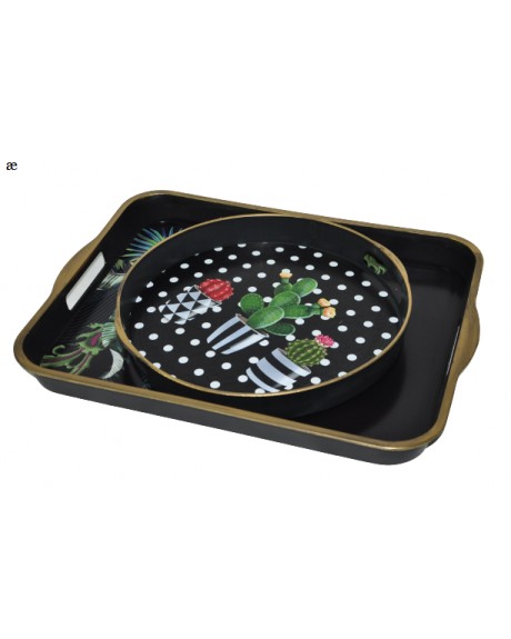 İsra 2'li Siyah Tepsi Çeşitleri-farklı Desenlerde