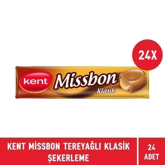 Kent Missbon Klasik Tereyağ Aromalı Nostaljik Şekerleme 43 Gr - 24 Adet