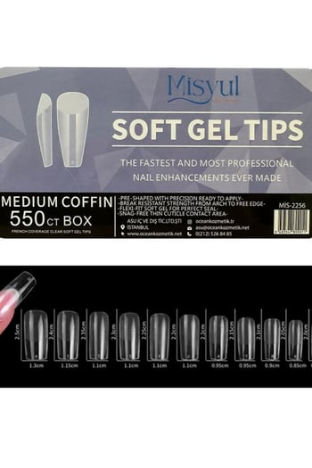 Misyul Jel Tırnak Medium Coffin 550'li Paket Soft Jel Tips Mıs-2256