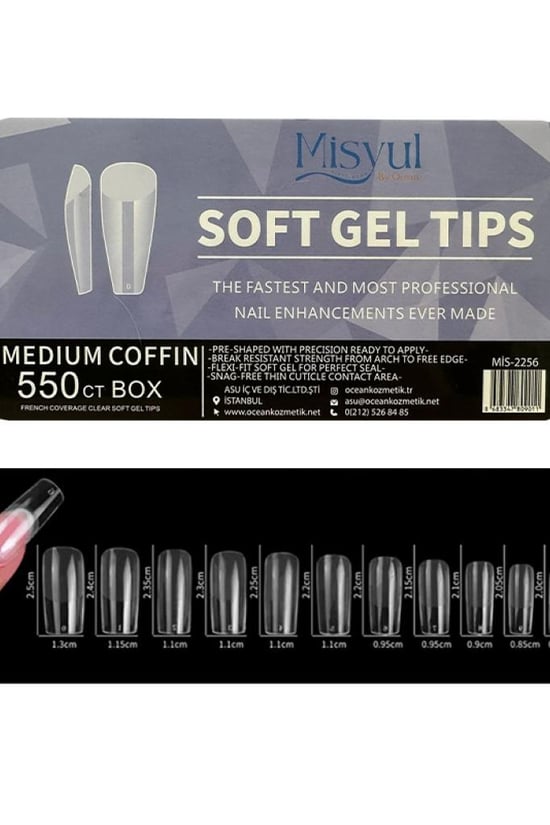 Misyul Jel Tırnak Medium Coffin 550'li Paket Soft Jel Tips Mıs-2256