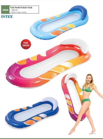 Intex 58848 Fileli Renkli Koltuk Yatak 160 Cm