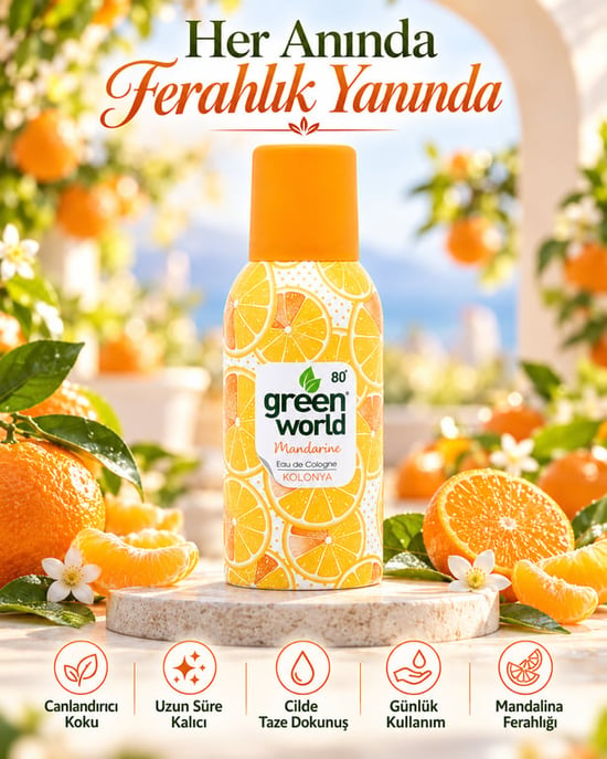 Green World Aerosol Sprey Kolonya 150 Ml - Mandalina