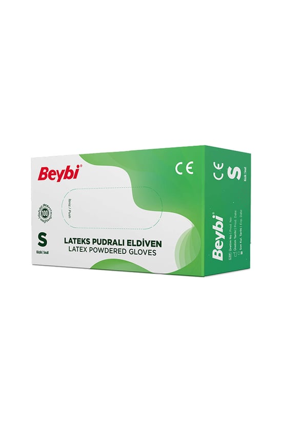 Beybi Pudralı Lateks Eldiven S Beden Beyaz 100'lü