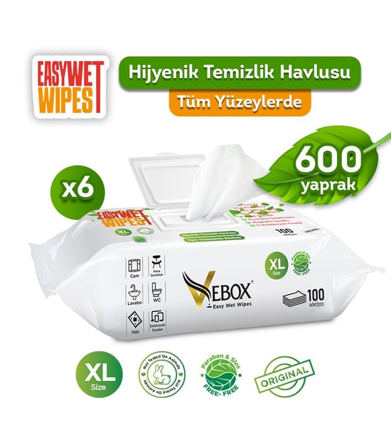 Vebox Easy Wet Wipes 6x100 600 Yaprak
