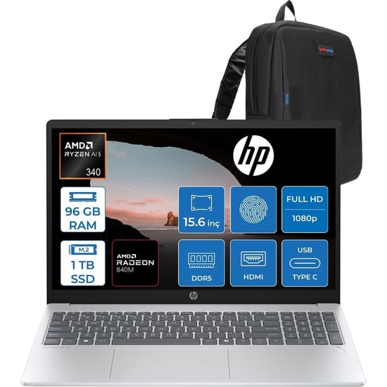Hp Omnibook 3 Next Gen Aı 15-fn0003nt Amd Ryzen™ Aı 5 340 96gb Ddr5 1tb Ssd Amd Radeon™ 840m Grafik