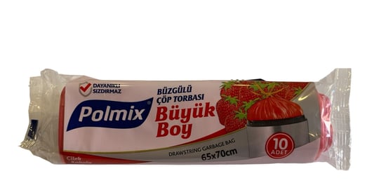Polmix Çilek Kokulu Büyük Boy (65x70cm) Büzgülü Çöp Torbası 10 x 30