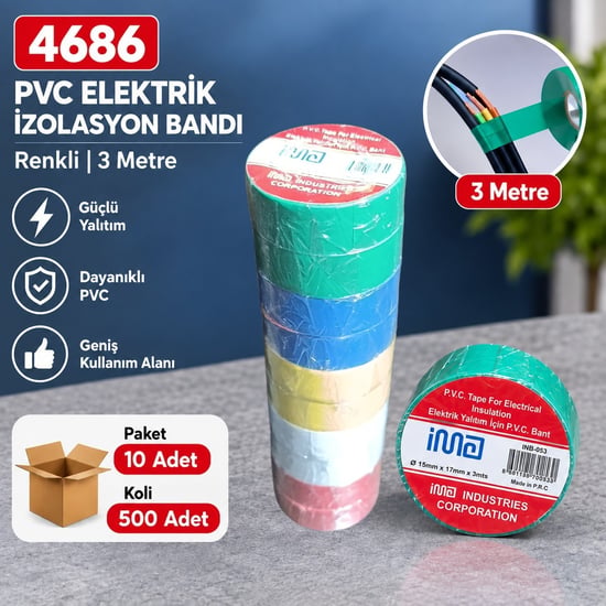 İma Renklı 3 Metre Elektrik Bandı