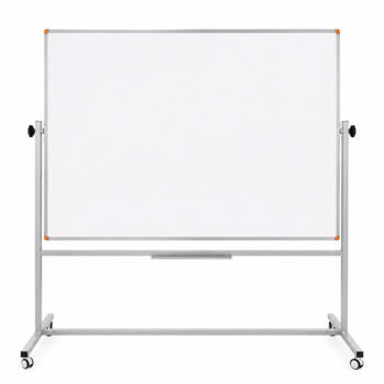 Emaye Yüzey 360° Dönerli Mobil Yazı Tahtası 120x140cm Beyaz