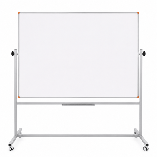 Emaye Yüzey 360° Dönerli Mobil Yazı Tahtası 120x140cm Beyaz