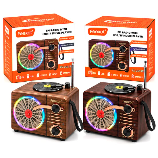 Feexot Fx-2513b Pl-4725 ( Işıklı ) Fm Radyo & Retro ( Usb & Type-c Sarjlı ) ( Bt & Tf & Usb ) Speaker