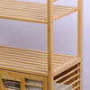 İ21-150 Kirli ( 2 Kat Organizer Raflı & 2 Bölmeli ) ( Önden Çek Aç ) ( Kalın Ahşap Bambu ) Kirli Çamaşır Sepeti ( 80x33x87cm )