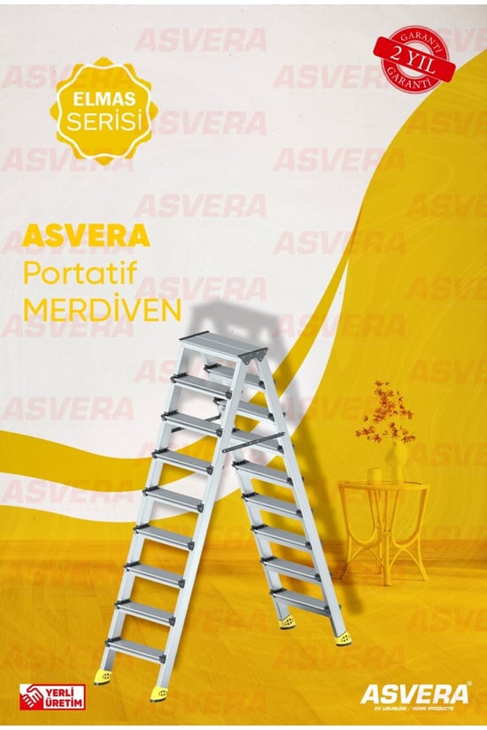 Safir Serisi – 9+9 Alüminyum Çift Çıkışlı Merdiven Bahçe, Depo, Atölye ve Garaj için Dayanıklı Çözüm