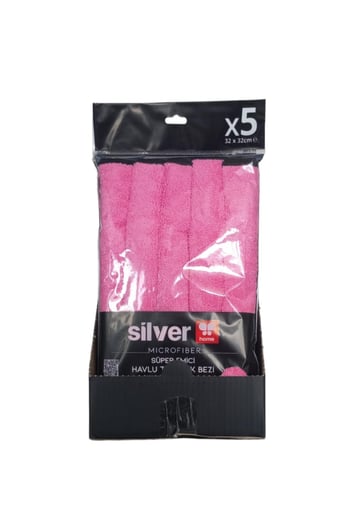 Silver Home 265 Gsm 32x32 Cm 5'li Süper Emici Kurulama Bezi-pembe