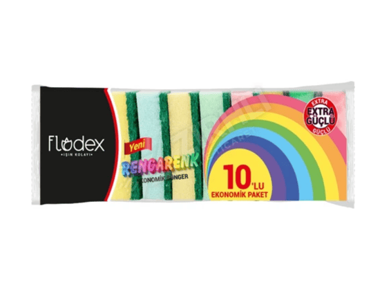 Flodex Rengarenk Düz Sünger 10'lu*24