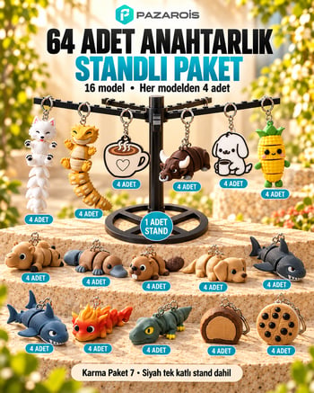64 Adet Karışık Figürlü Toptan Anahtarlık Paketi 7