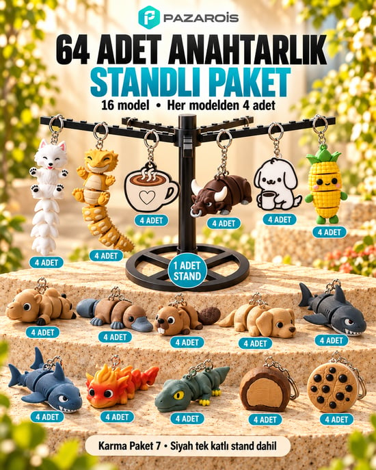 64 Adet Karışık Figürlü Toptan Anahtarlık Paketi 7