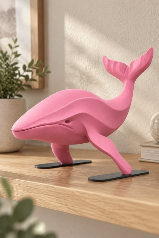 Balina Figürlü Dekoratif Biblo - 22cm Büyük Boy Pembe