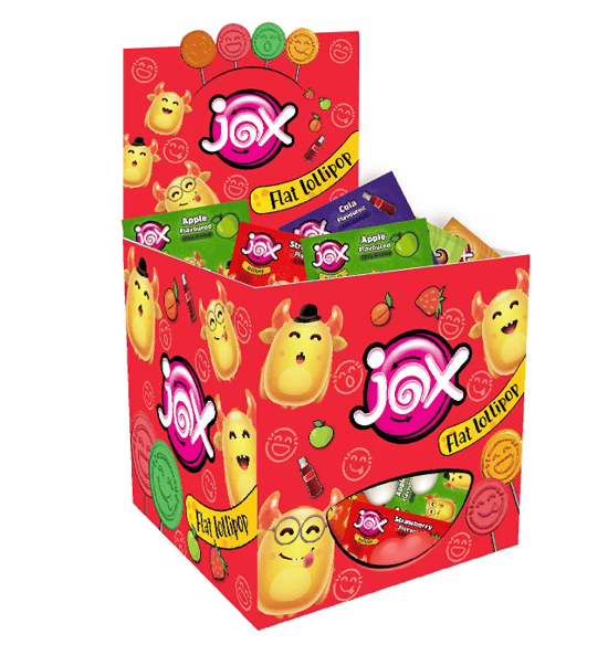 Jox Flat Kabartmalı Yüz İfadeli Karışık Meyve Aromalı Yassı Lolipop 6,2 Grx150adet
