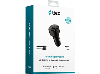 Ttec 2ckp02cs Smartcharger Duo Pd 48w Araç İçi Hızlı Şarj Cihazı Usb-c+usb-a - Usb-c-usb-c 3a Kablo-siyah