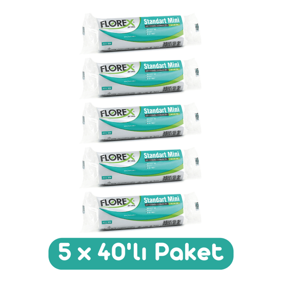 Florex Standart Mini Boy Çöp Torbası 44x45 Cm 40'lı Rulo Beyaz 5 Rulo (200 Adet)